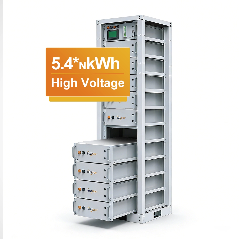 High Voltage LiFePO4 Battery System with 51.2V 106Ah Modules & Cluster Control Box